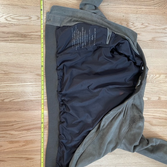 men’s SELECTED HOMME suede moss green bomber size medium - Picture 9 of 12